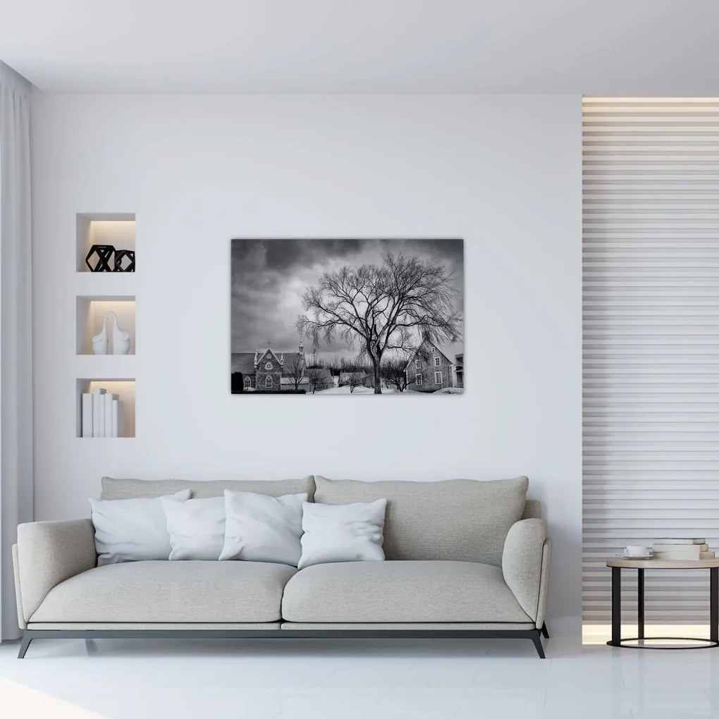 Tablou cu sat alb negru (90x60 cm)