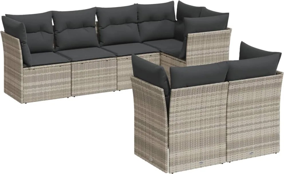 vidaXL Set canapele de grădină cu perne, 7piese gri deschis poliratan