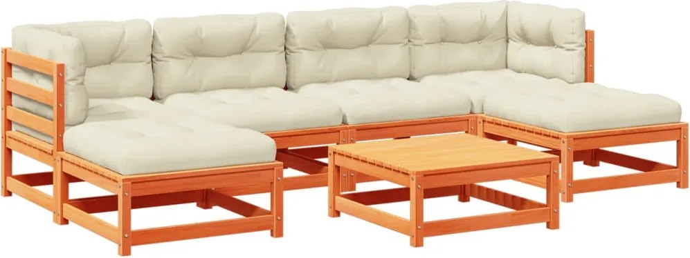 vidaXL Set canapele grădină cu perne, 7 piese, maro, lemn masiv de pin