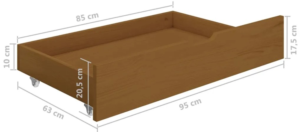 Cadru de pat cu 4 sertare, maro miere 180x200 cm lemn masiv pin maro miere, 180 x 200 cm, 4 Sertare