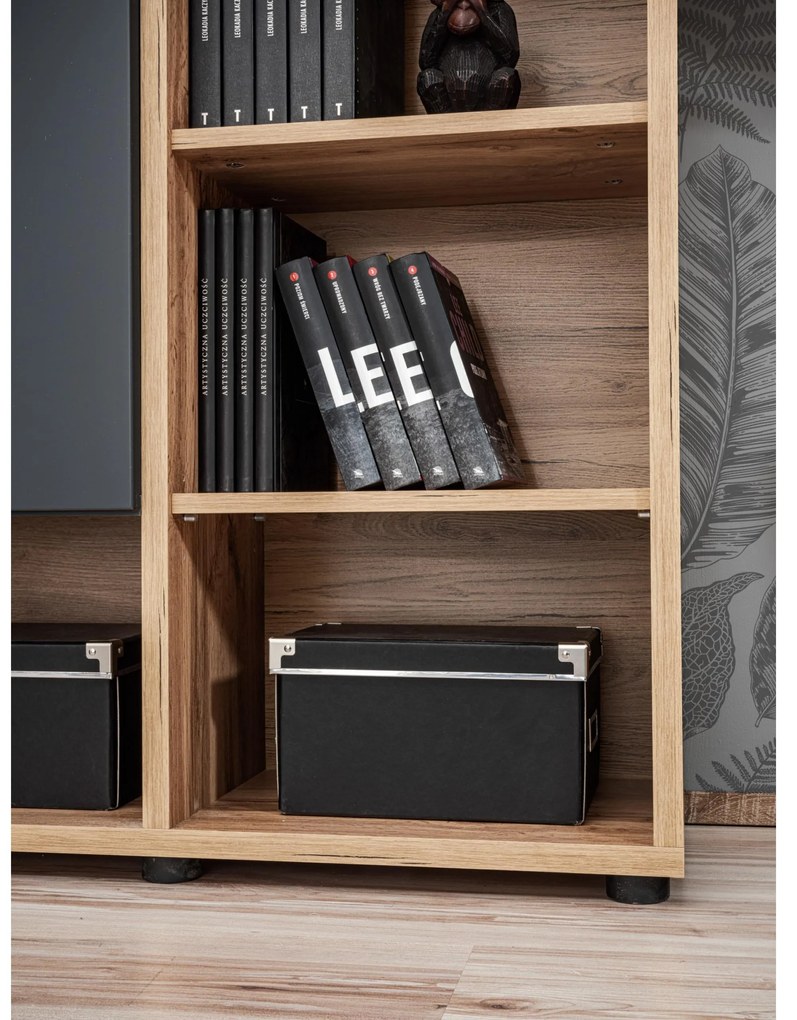 Mobilier living Siluett (antracit + stejar wotan) (cu iluminat LED). 1097583