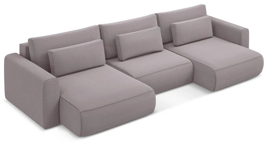 Colțar mov lavandă extensibil/cu spațiu de depozitare cu tapițerie din catifea (în formă de "U") Kapua – Makamii