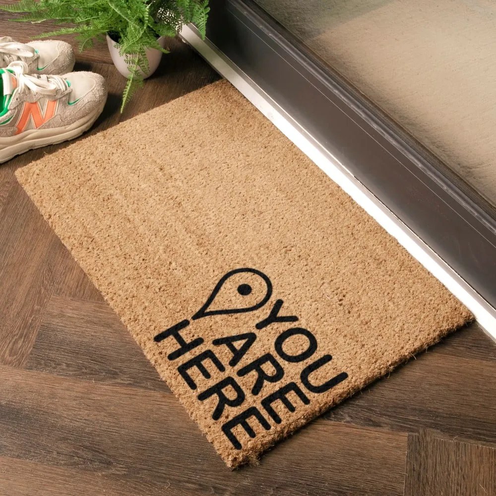 Covoraș de intrare din fibre de nucă de cocos 40x60 cm You Are Here – Artsy Doormats