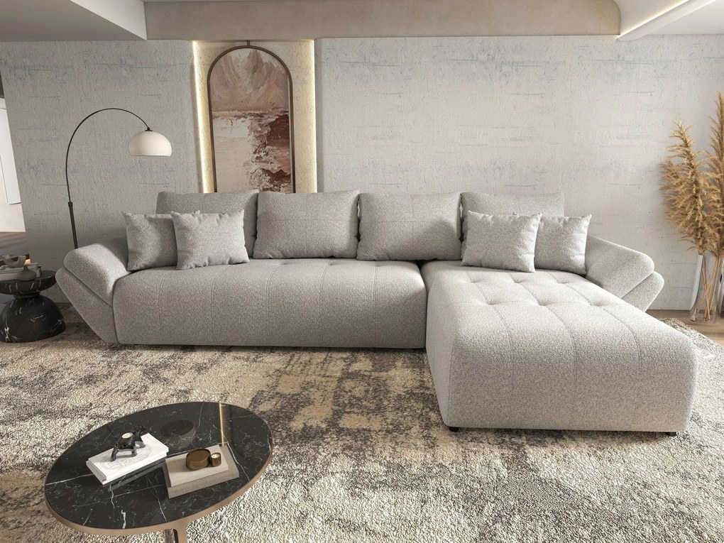 Colțar extensibil dumonde cu ladă de depozitare si sezut confortabil din spuma high-density, Berlin XL Euphoria Dove 350x185 cm II