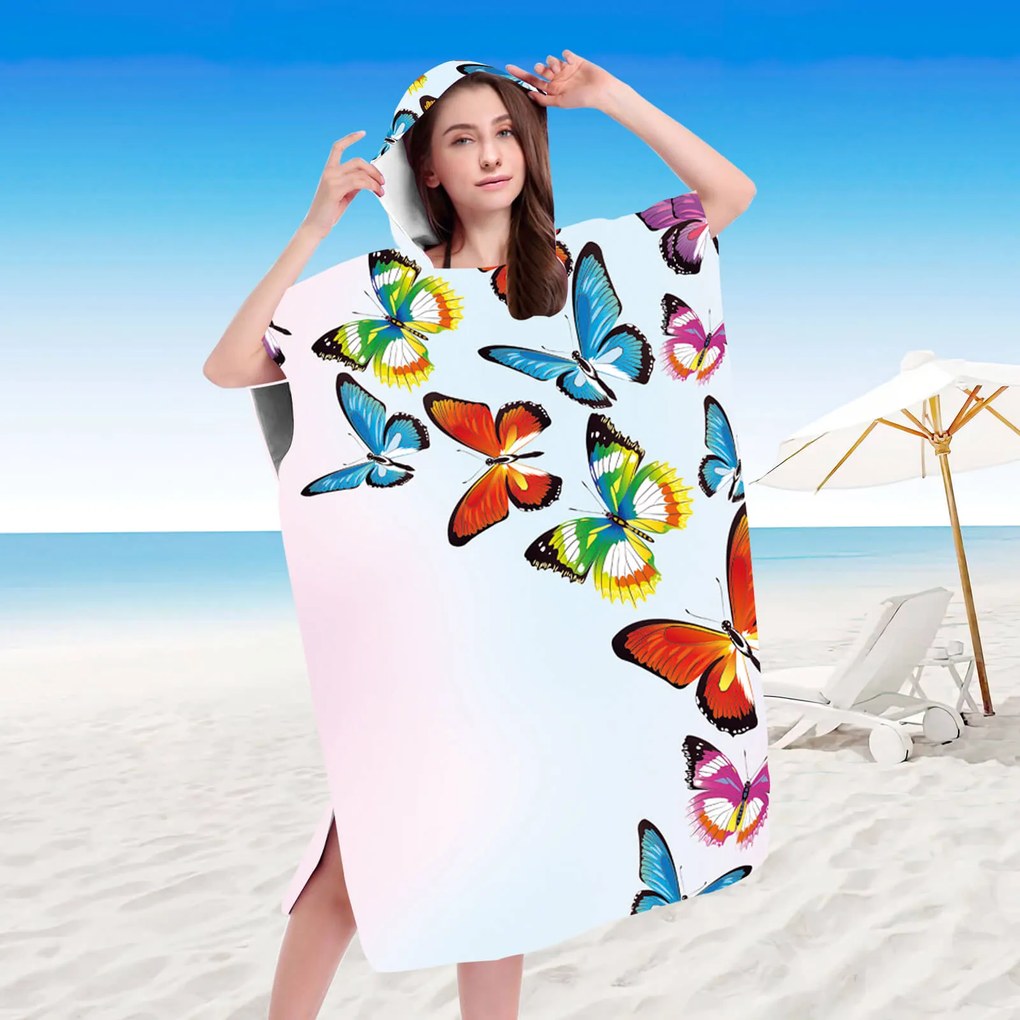 Poncho prosop de plaja SILMARI colorat 80x145 cm