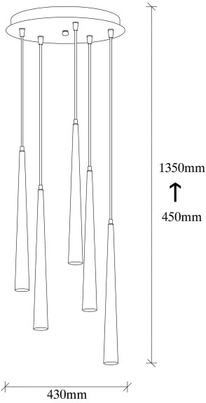 Lustră LED pe cablu UGUR 5xLED/3W/230V