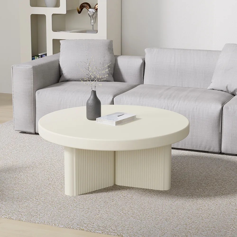 Masuta de cafea rotunda alb stil japandi DEPRIMO 43471 by Deprimo