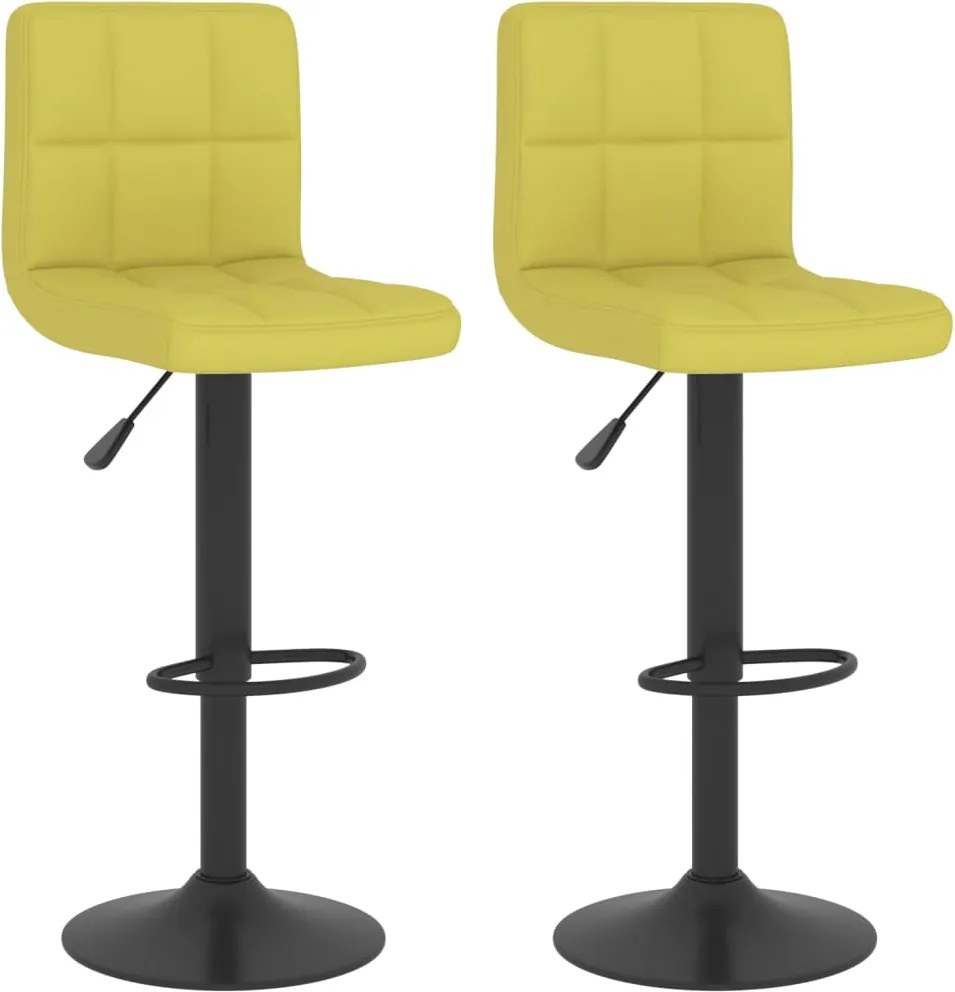 vidaXL Scaune de bar, 2 buc., verde, material textil
