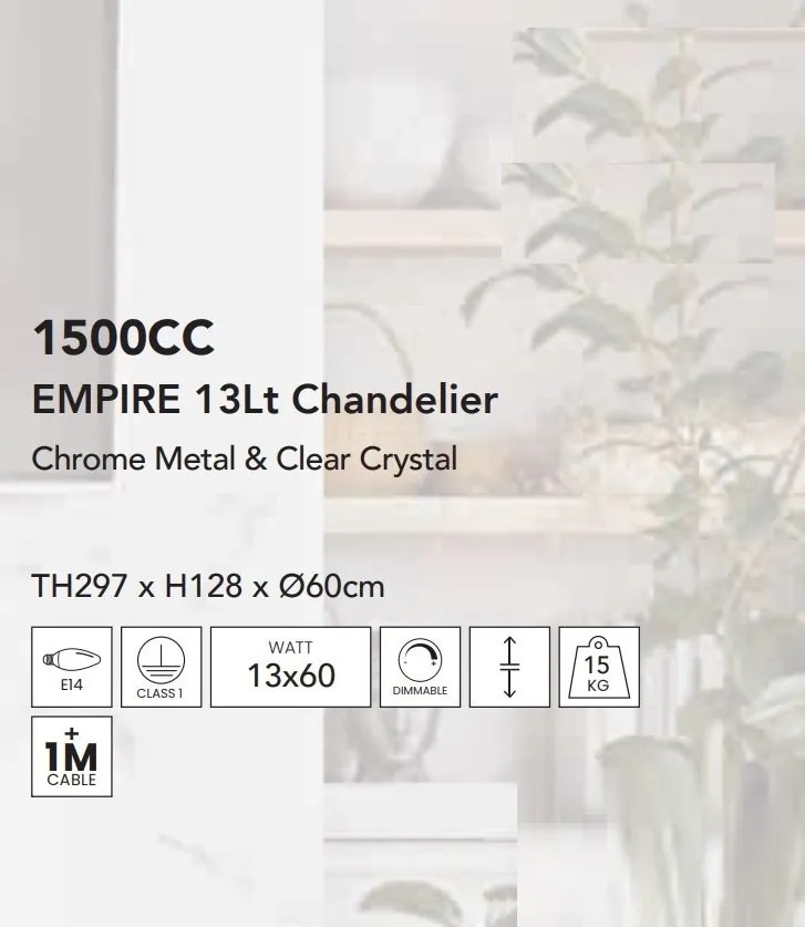 Lustra cristal casa scarii design LUX Empire 13L 1500CC SRT