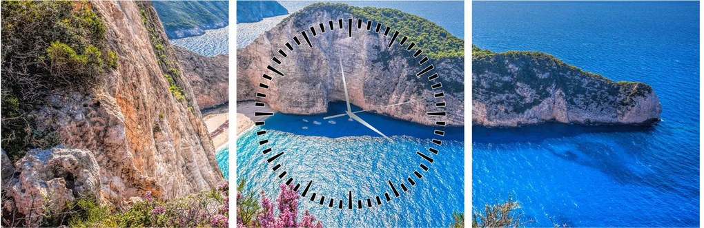 Tablou - Plaja Navagio, Grecia (cu ceas) (90x30 cm)
