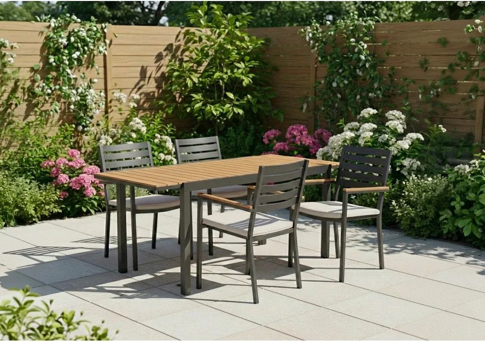 Scaune de grădină gri-antracit 4 buc. din metal Henna – Bizzotto