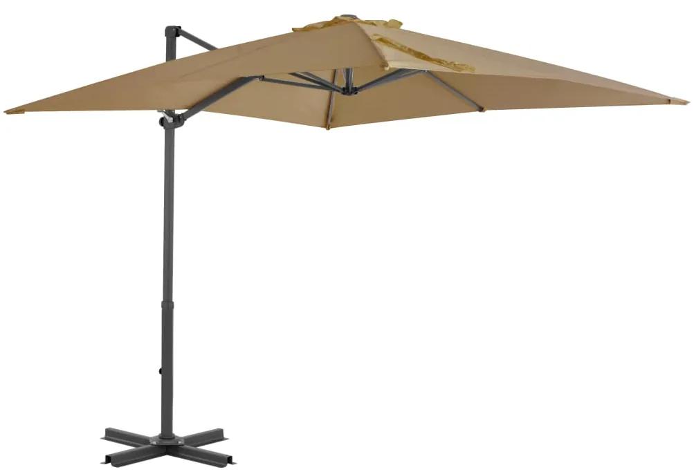 Umbrela suspendata cu stalp din aluminiu taupe 250x250 cm