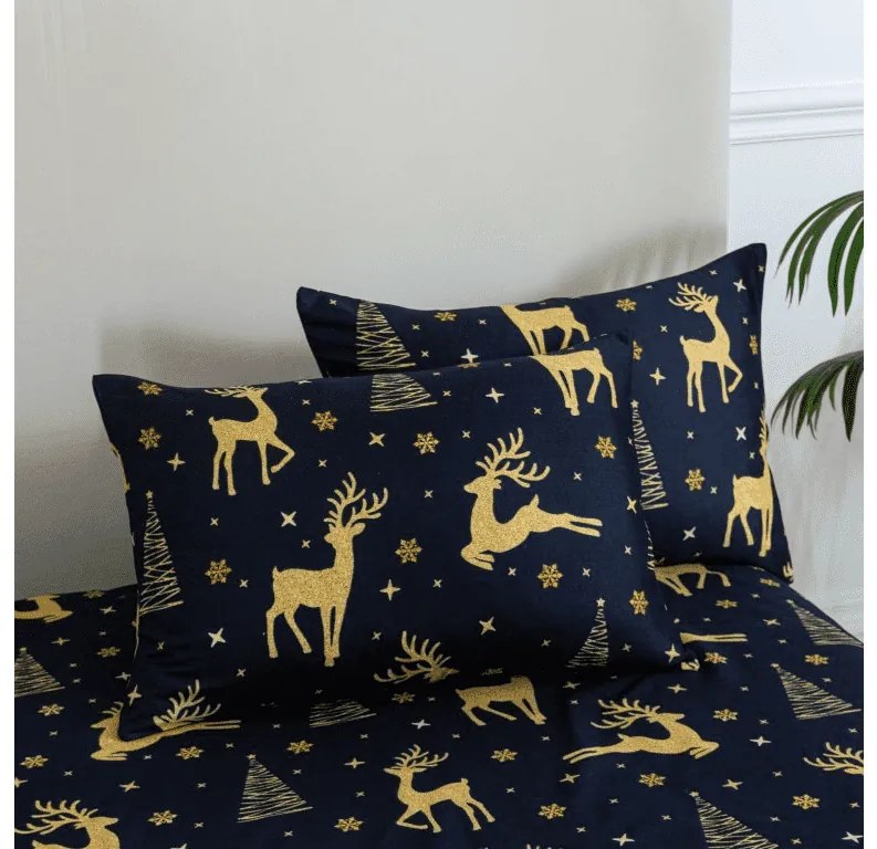 Cearsaf si fata de perna GOLDEN DEER Dimensiune: 2 ks 50 x 70 cm | 200 x 240 cm