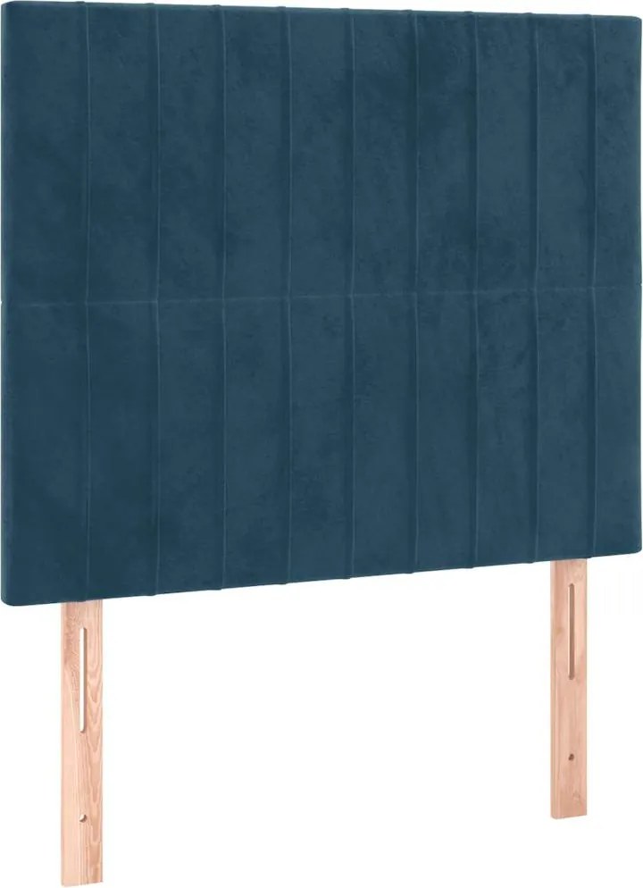 vidaXL Tăblie de pat albastru închis 90x5x118/128 cm catifea