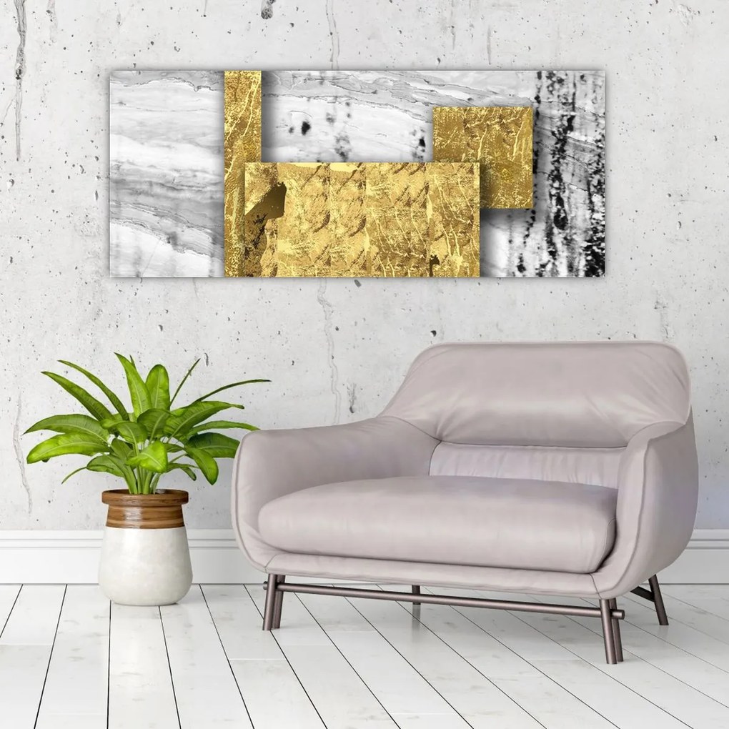 Tablou - Pătrate de aur N⁰1 (120x50 cm)