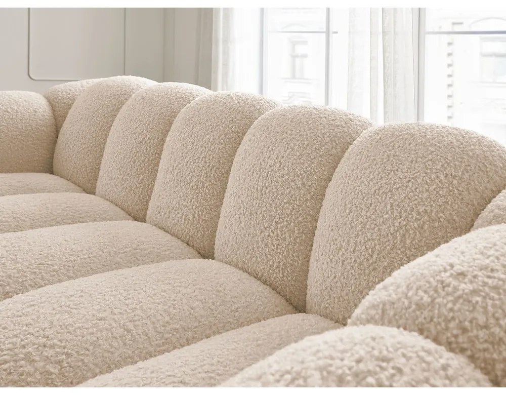 Canapea maro deschis cu tapițerie din țesătură bouclé 232 cm Hippolyte – Bobochic Paris