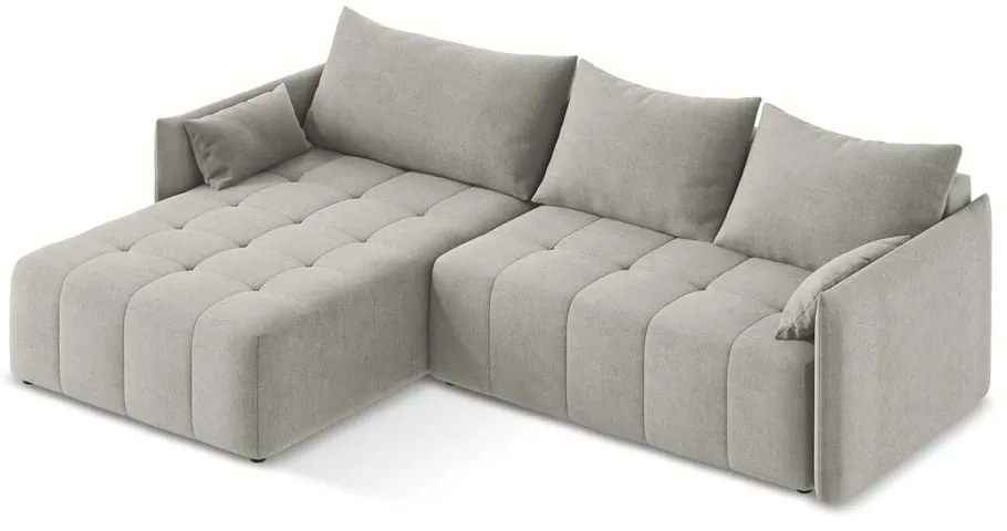 Colțar gri deschis extensibil/cu spațiu de depozitare (cu colț pe partea stângă/cu șezlong) Moku – Makamii