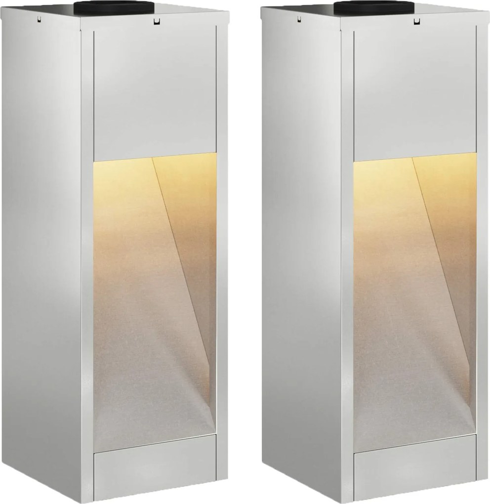 vidaXL Lampa de parcurs LED solar 2 pcs Argintiu Galvanizat