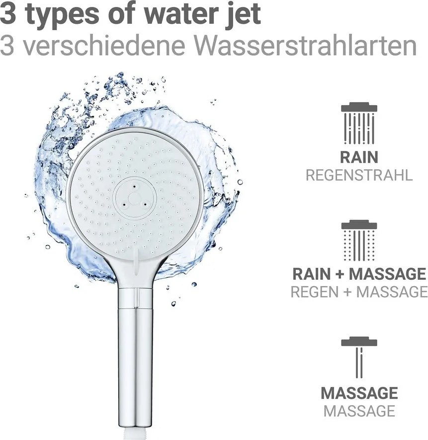 Cap de duș argintiu lucios din plastic ø 12 cm Water Saving – Wenko