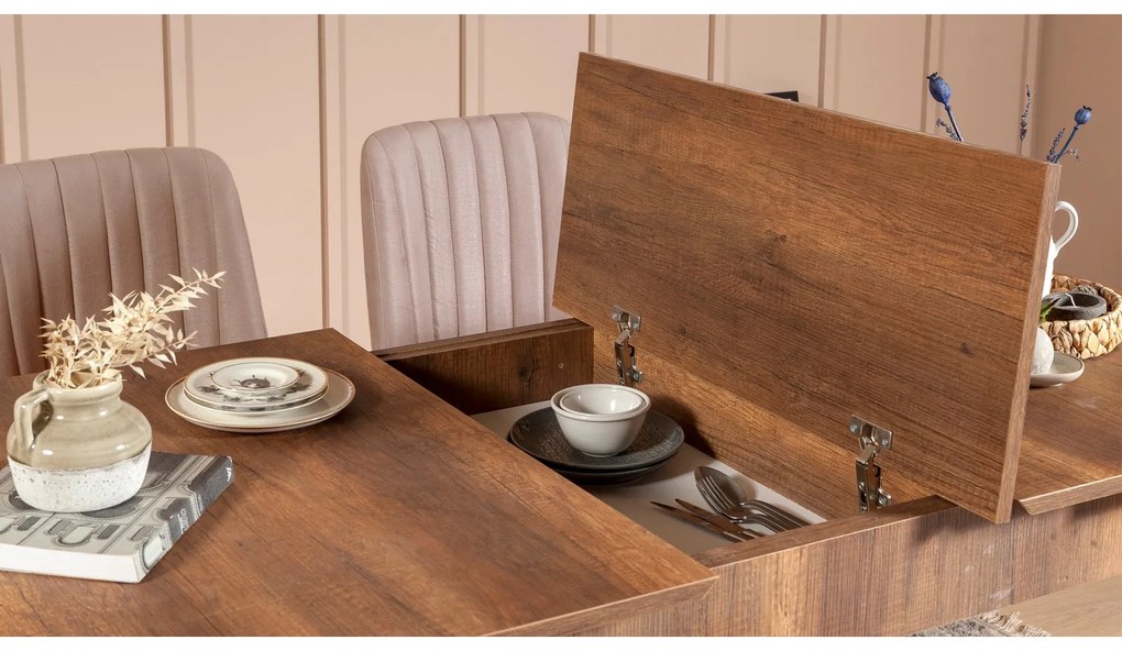 Set mobilier sufragerie Vlasta 1 (nuc + bej) (pentru 4 persoane). 1073067