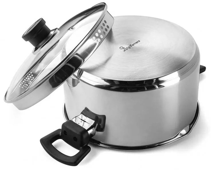 Cratiță Luigi Ferrero Sophia FR-3404, 22x12 cm, 4.2 l, Oțel 18/10, Capac din sticlă, Inducție, Inox