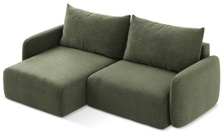 Colțar verde extensibil/cu spațiu de depozitare (cu colț pe partea stângă) Kalena – Makamii