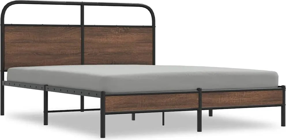 vidaXL Cadru de pat fără saltea stejar maro 150x200 cm Lemn prelucrat