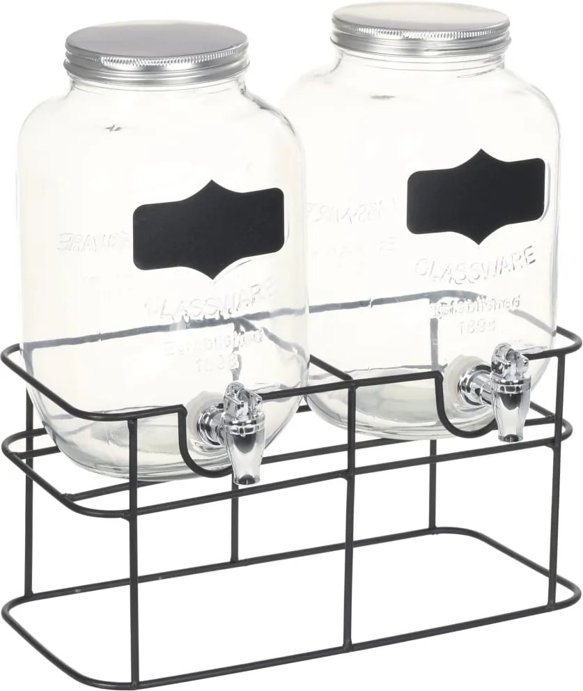 vidaXL Dozatoare de băuturi cu suport, 2 buc., 2 x 4 L, sticlă