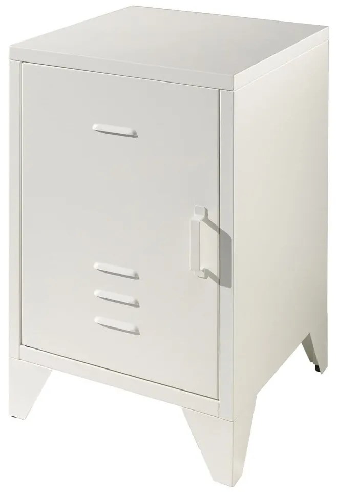 Noptieră albă din metal Bronxx - Vipack