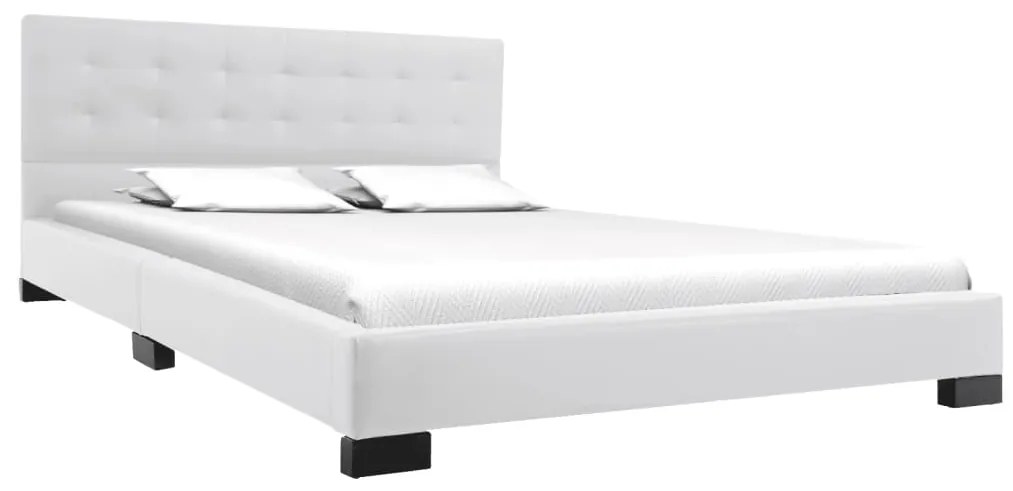 280634 vidaXL Cadru de pat, alb, 140 x 200 cm, piele artificială