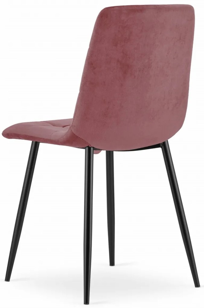 Scaun catifea roz KARA cu picioare negre