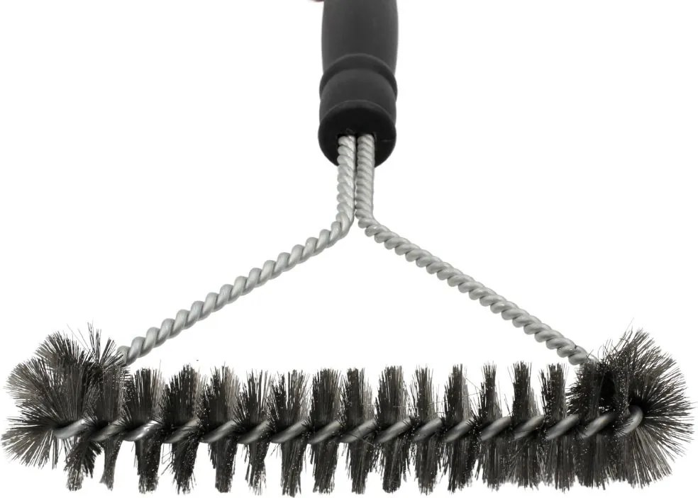 Perie profesională pentru curățarea grătarului, formă triunghiulară, peri metalici rezistenți, mâner ergonomic, BBQ