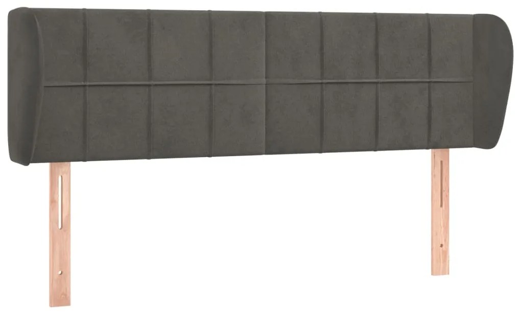 3117193 vidaXL Tăblie de pat cu aripioare gri închis 147x23x78/88 cm catifea