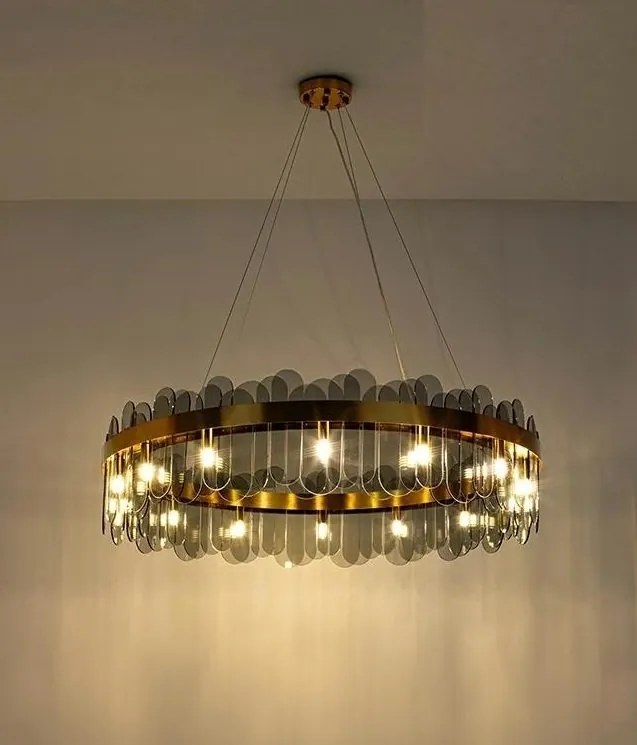 Lustra suspendata design modern Glamor 100 fumuriu
