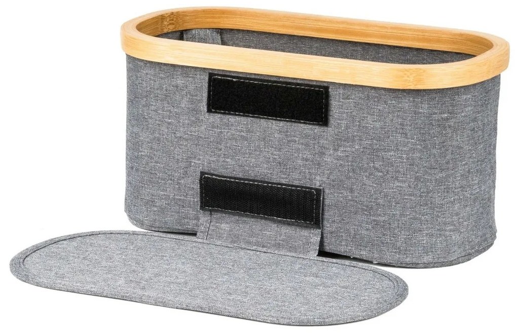 Cutie de depozitare G21 30 x 15 x 15 cm, dinbambus cu capac, gri