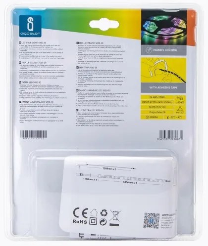 Aigostar - Bandă LED RGB reglabilă 5 m LED/24W/12/230V IP65 + telecomandă