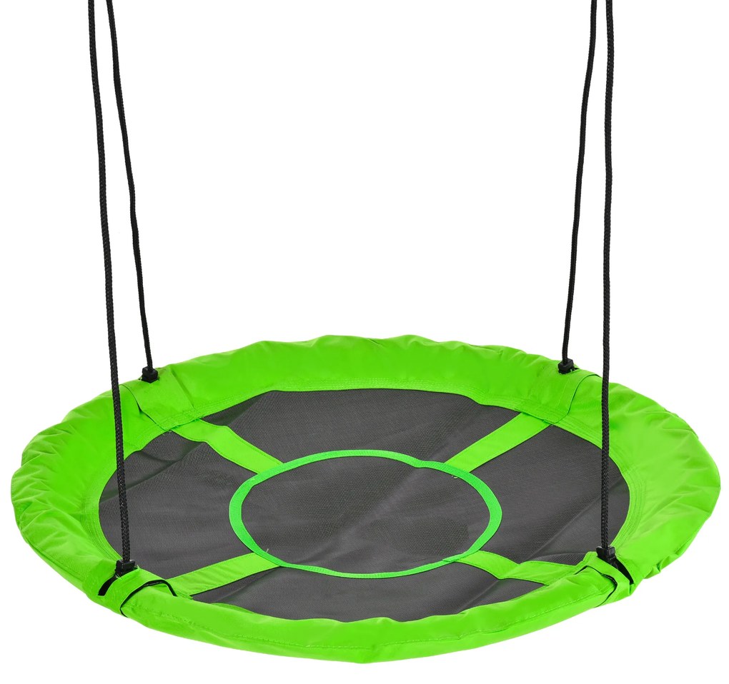 Outsunny Balanță cuib de pasăre rotundă, coș de balanță Ø 110 cm, 4 inele incluse, metal epoxidic, Oxford de înaltă densitate, verde | Aosom Romania