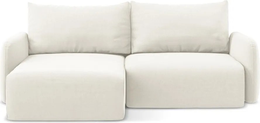 Colțar crem extensibil/cu spațiu de depozitare cu tapițerie din catifea (cu colț pe partea stângă/cu șezlong) Kalena – Makamii