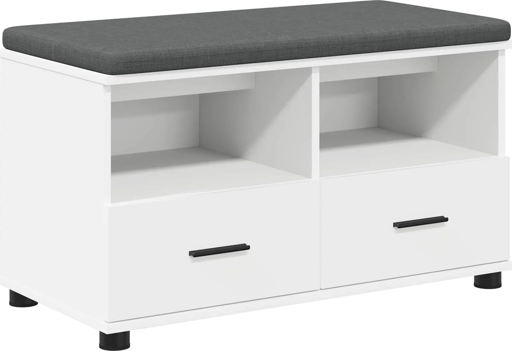 vidaXL Bancă pentru hol cu pernă cu sertar cu raft Alb 80 x 38 x 46 cm