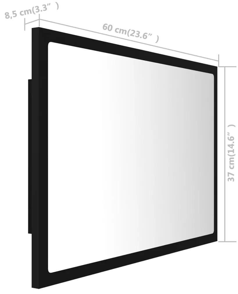 Oglinda de baie cu LED, negru, 60x8,5x37 cm, lemn prelucrat Negru