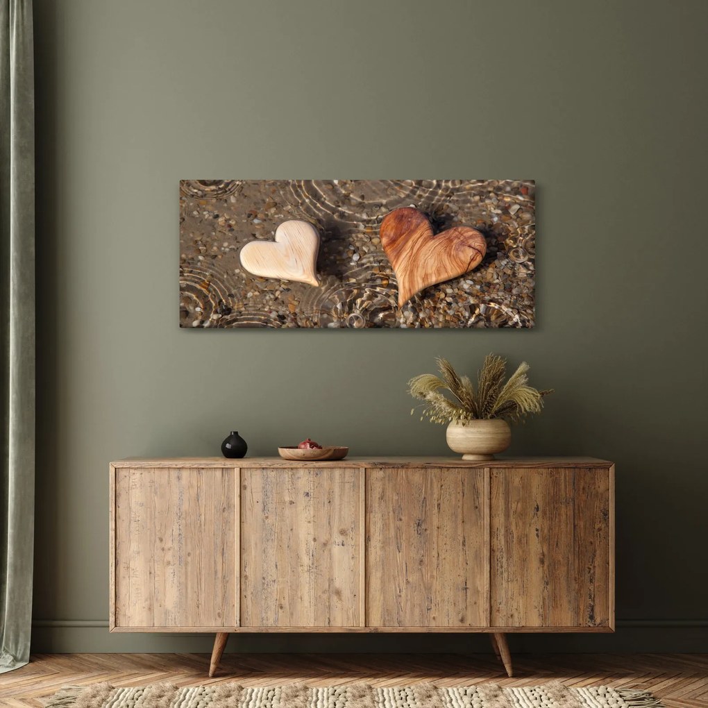 Tablou - Inimile din lemn (120x50 cm)
