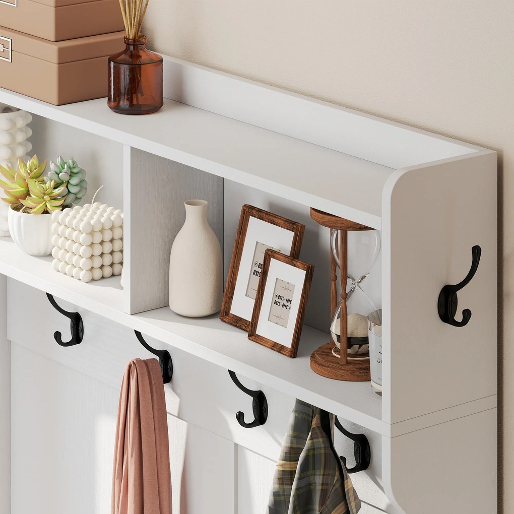 HOMCOM Cuier pantofar 4 în 1 cuier modern cu raft deschis pentru hol intrare dormitor 100x38x172 cm Alb | Aosom Romania