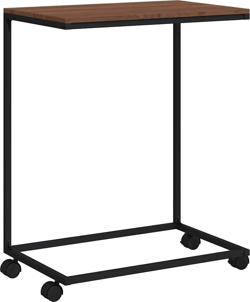 vidaXL Masă laterală cu roți, negru, 55x35x70 cm, lemn prelucrat