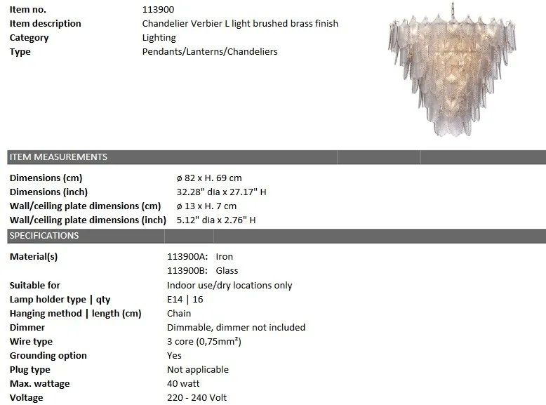 Candelabru elegant design LUX Verbier L, sticla fumurie 113900 HZ
