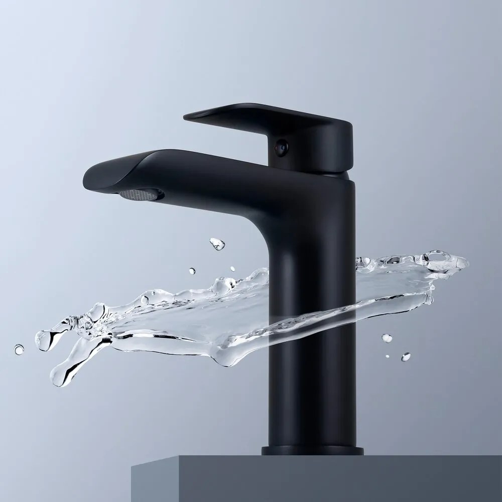 Baterie lavoar Rubineta Ultra monocomanda finisaj negru mat