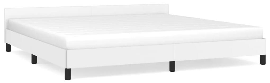 Cadru de pat cu tablie, alb, 200x200 cm, piele ecologica Alb, 200 x 200 cm