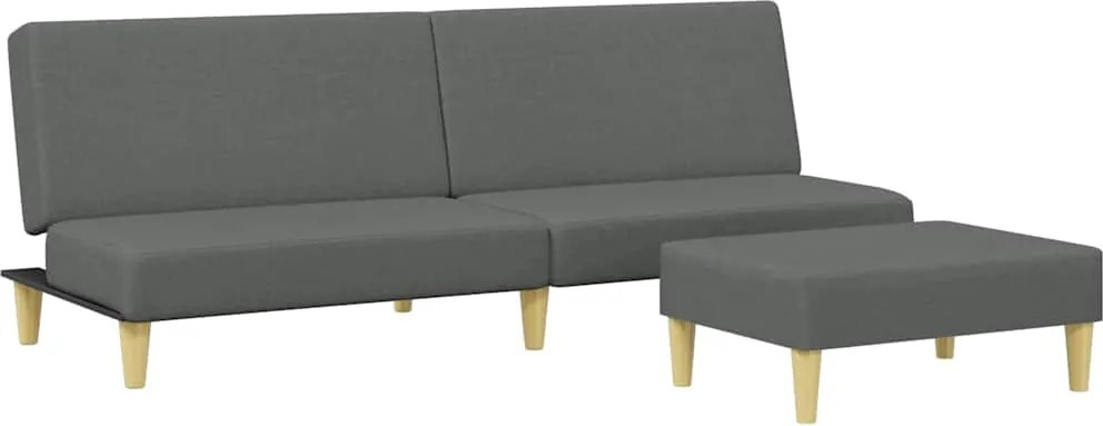 vidaXL Canapea extensibilă cu taburet, 2 locuri, gri închis, textil