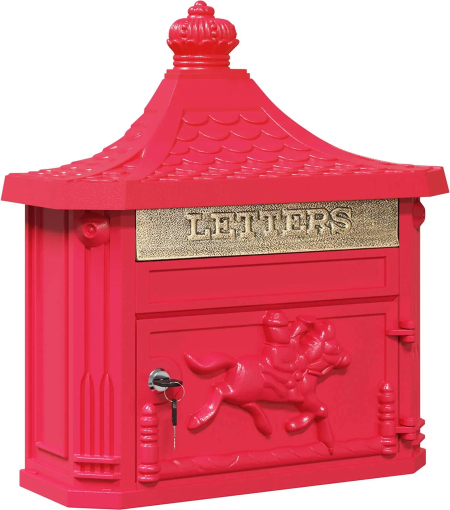 vidaXL Cutie Poștală Montată pe Perete cu ușă Roșu 40,5 x 16 x 45 cm