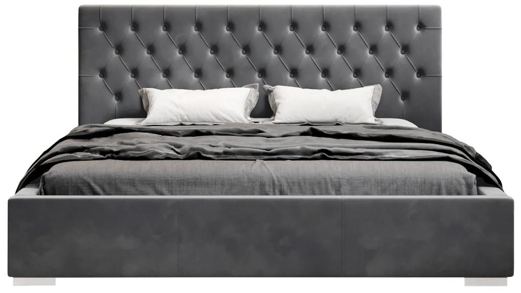 Čalúnená posteľ Katalonia 180 x 200 cm so zamatom - tmavosivá