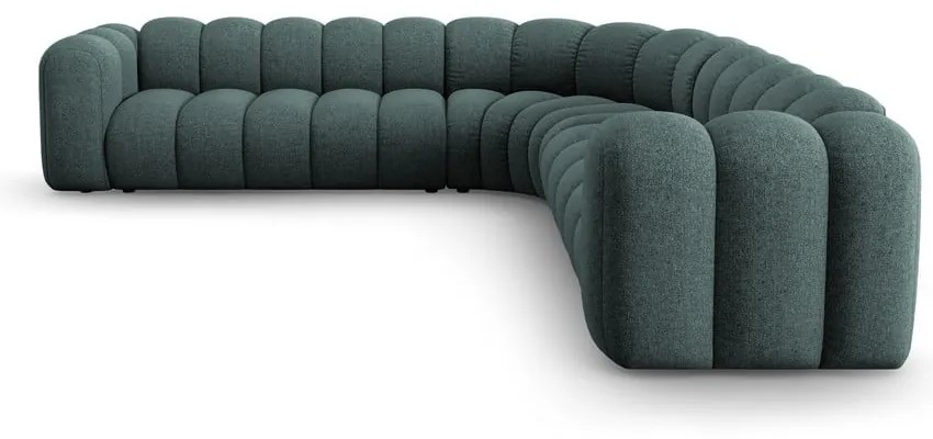 Colțar modular turcoaz cu tapițerie din chenille Lupine – Micadoni